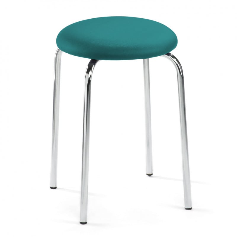 Leatherette-Stackable Stool, upholstered white
