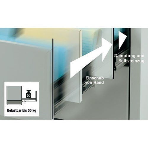 Mauser metallic storage cupboard with self closing system 4 drawers - 2 tracks | brilliant blue