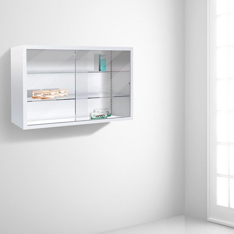 Wall-Mountable Cupboard with Sliding Doors pale grey (RAL 7035)