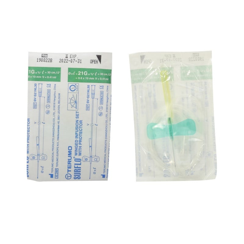 Surflo Safety Butterfly Needle 19G, 1.10 x 19 mm, yellow