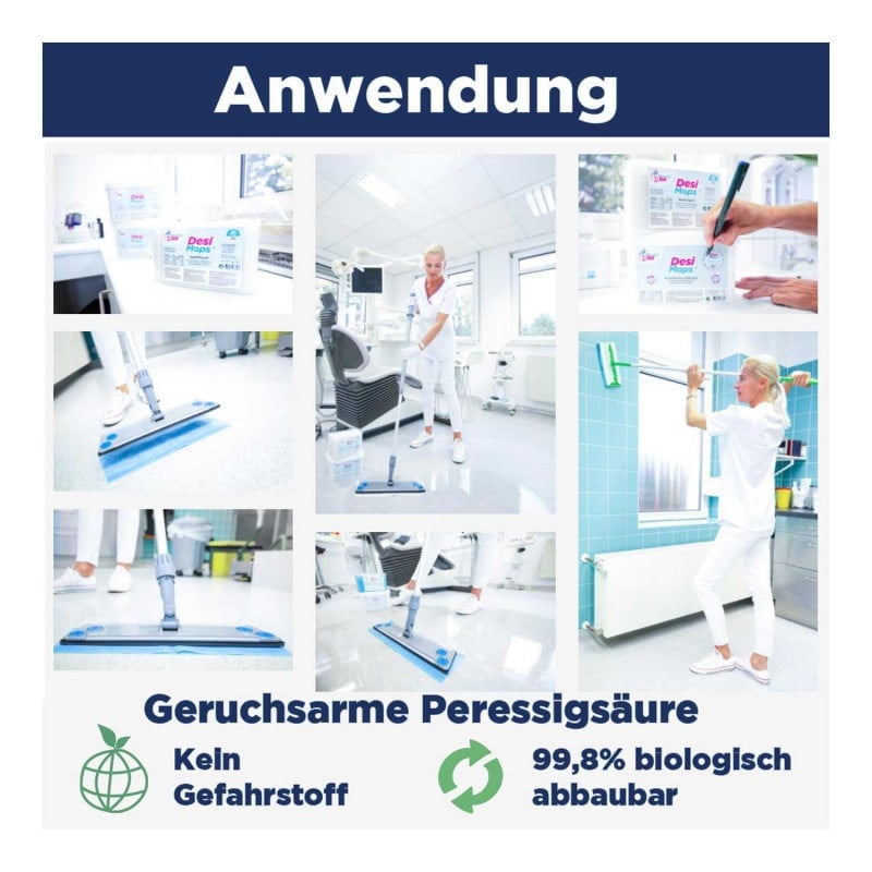 DesiMops Disinfectant Mops Refill Pack 35 m² (blue), 2 x 12 PCS