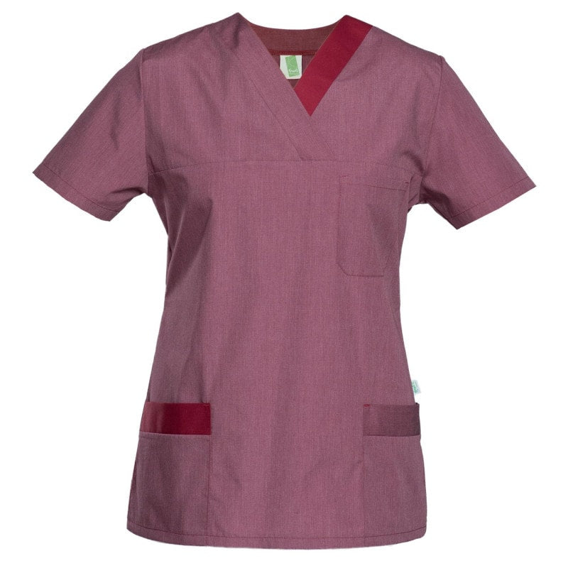 Women's Lightweight Scrub Top mottled bordeaux-cherry | XL