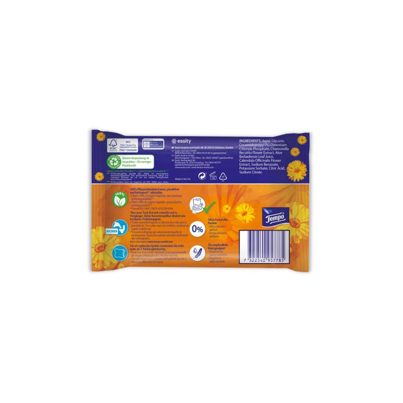 TEMPO Toilet Wipes "My Pampering Moment" with almond milk & panthenol