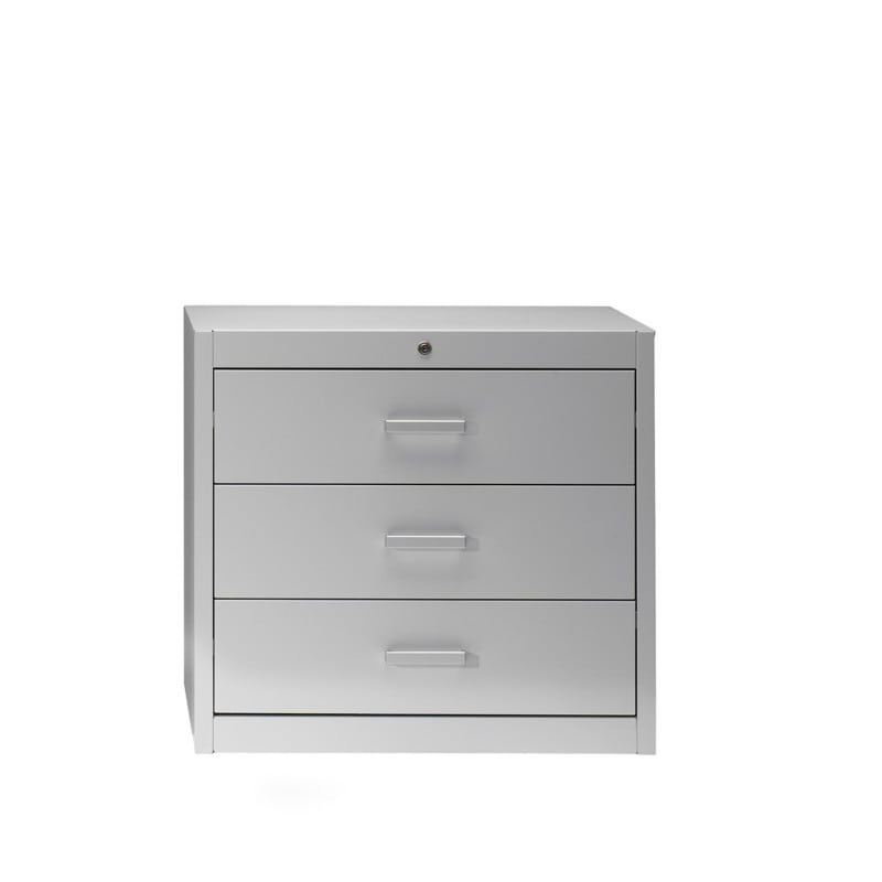 Mauser metallic storage cupboard with self closing system 4 drawers - 3 tracks | ivory