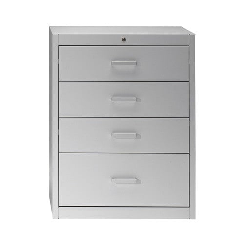 Metallic storage cupboard for cards by Mauser 4 drawers - 3 tracks | white