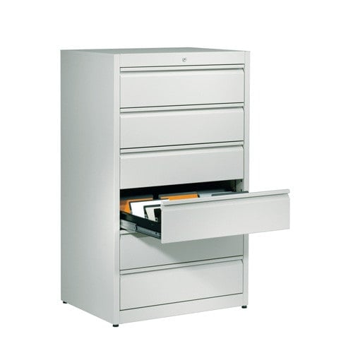 Steel Filing Cabinet with Automatic Closing System 4 drawers, 3 tracks | white