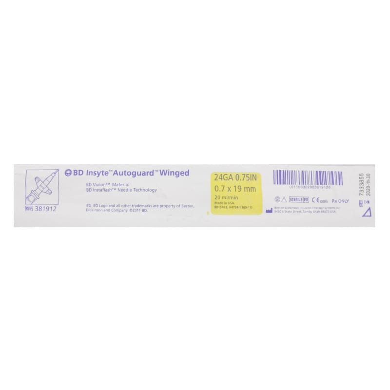 BD Insyte Autoguard Shielded IV Catheter 22G, 0.9 x 25 mm, blue