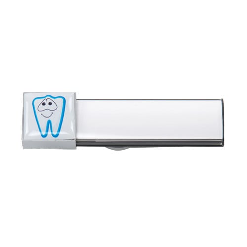 Magnetic name badge for dentists and dental technicians