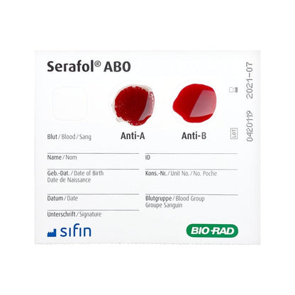 Serafol AB0 Bedside Cards 50 Kits