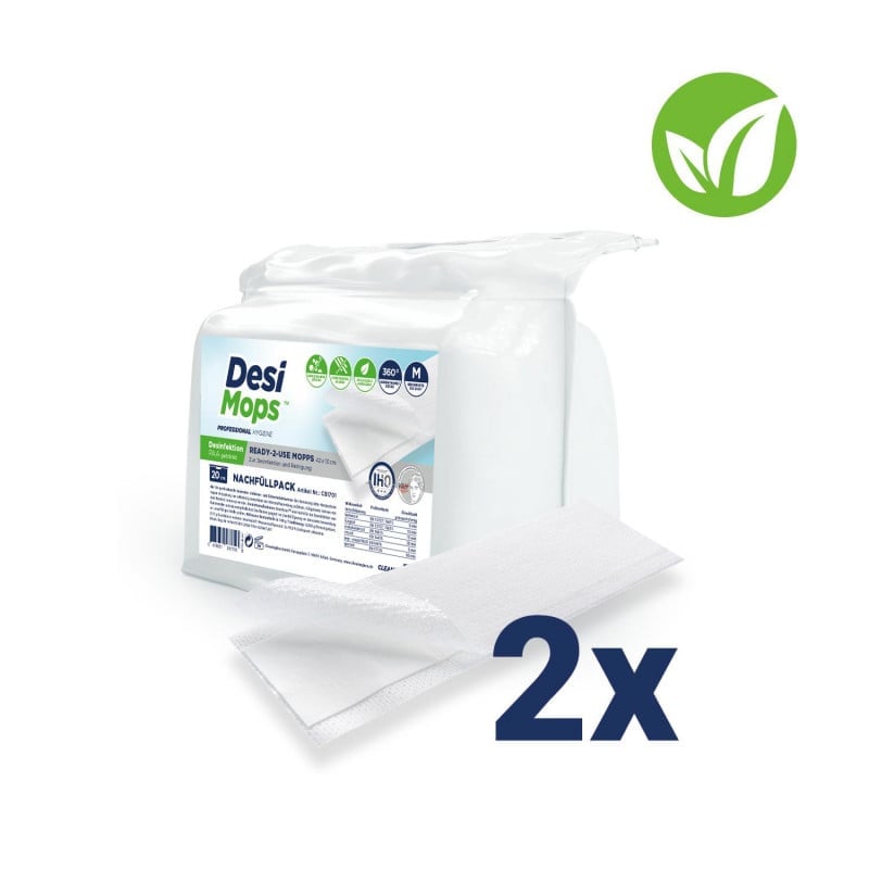 DesiMops Disinfectant Mops Refill Pack 20 m² (white), 2 x 20 PCS