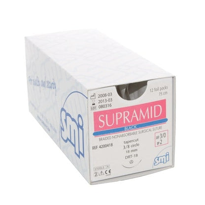 SMI Supramid Black USP4-0 EP1.5 45cm DS12