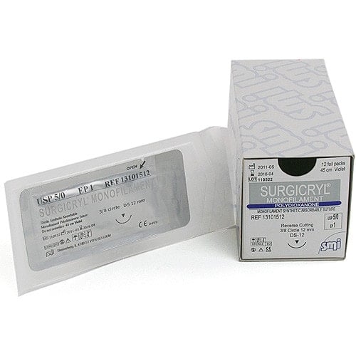 Surgicryl Monofilament USP6-0 EP0.7 45cm DS12