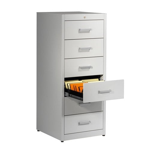 Metallic storage cupboard for cards by Mauser 3 drawers - 3 tracks | white