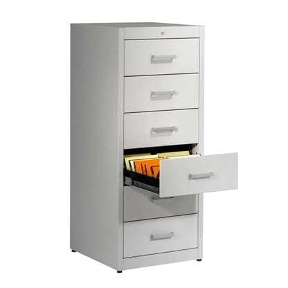 Metallic storage cupboard for cards by Mauser 4 drawers - 2 tracks | ivory