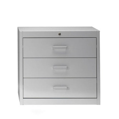 Metallic storage cupboard for cards by Mauser 3 drawers - 3 tracks | white