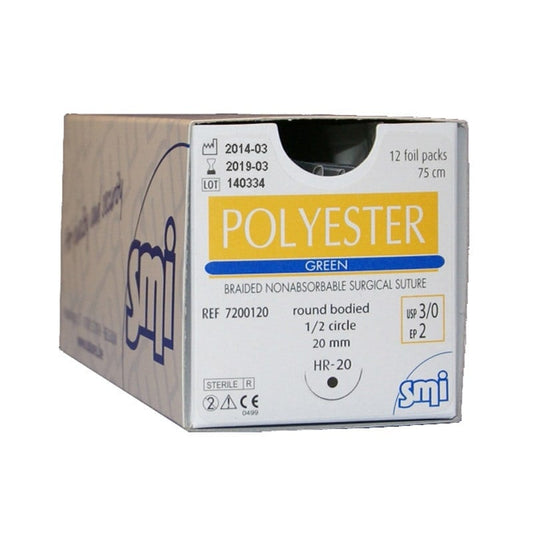 SMI Polyester Suture USP0 EP3.5 75cm HR30